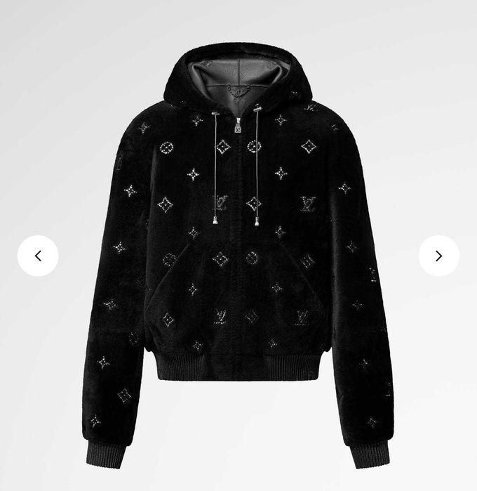 Authentic LOUIS VUITTON Monogram Embellished Shearling Hoodie