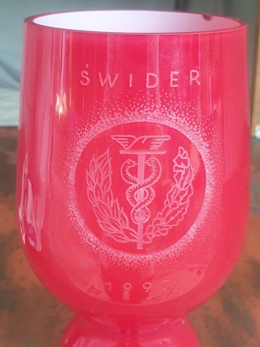 Wazon puchar Aniołek unikat wys.33 cm Huta Sudety Stefan Sadowski Uni