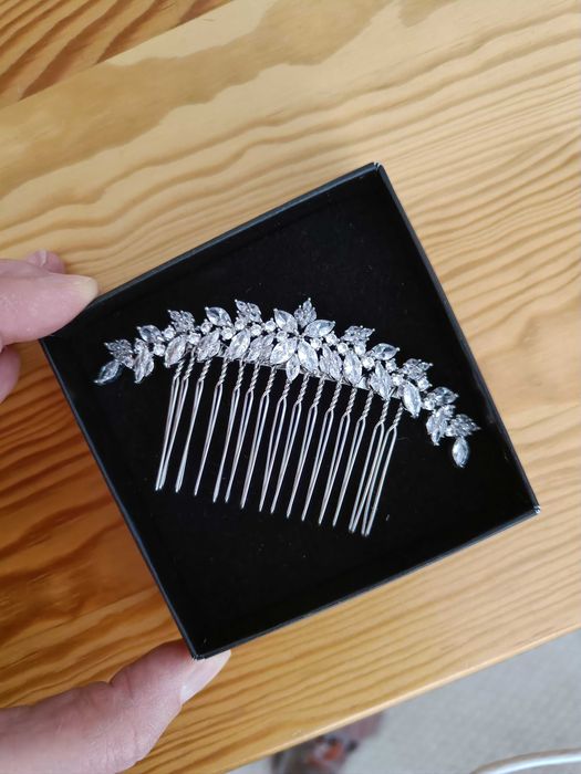 Grzebyk ślubny ASTRID silver Kokonet