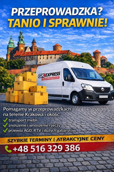 Przeprowadzki i transport KRAKÓW oraz okolice