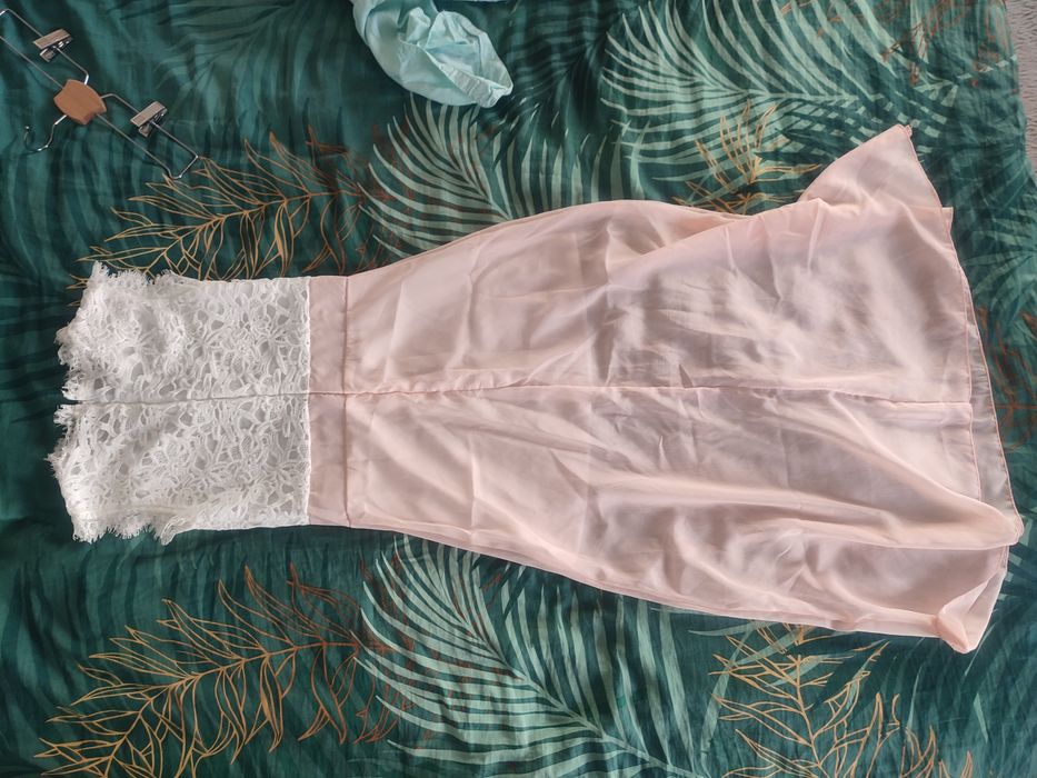 Sukienka druhny, XS/S, letnia, lekka, zwiewna, koronka