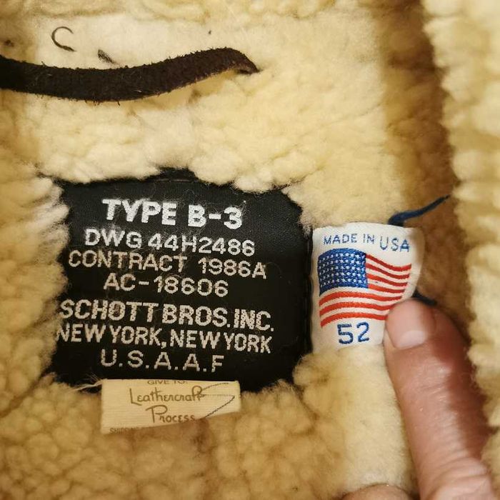SCHOTT B-3 DE 1986 sheepskin com lâ por dentro