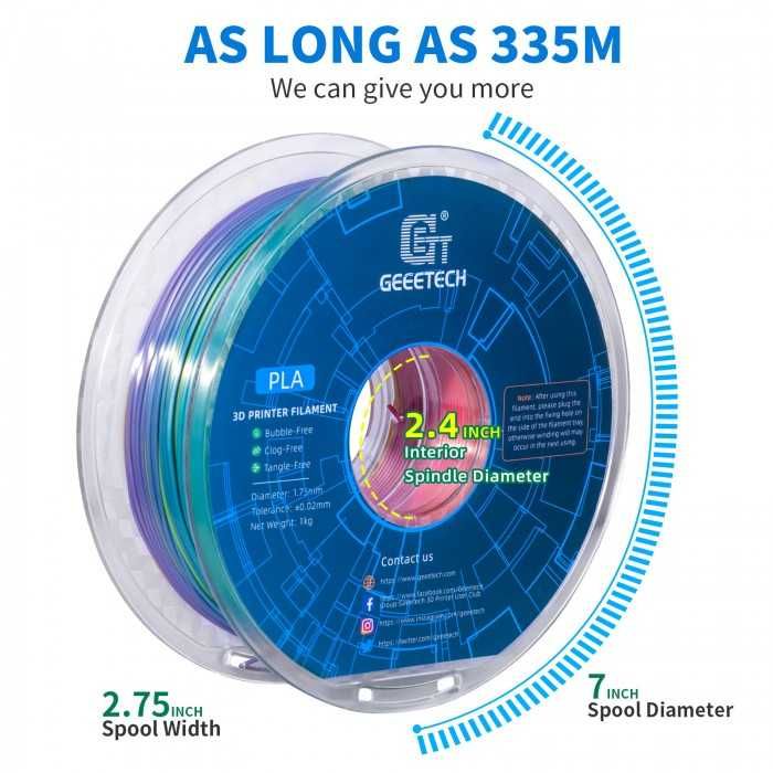 Пластик філамент для 3D принтерів GEEETECH PLA 1,75 мм 1 кг RAINBOW