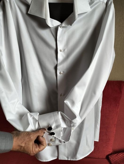 Новый итальянский черный классический мужской костюм 3ка с белой шелко