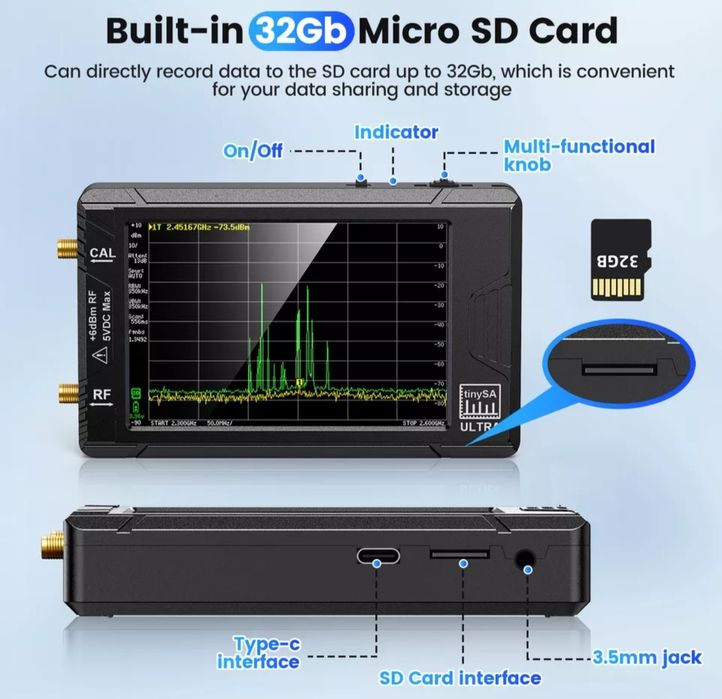 Анализатор спектра TinySA Ultra (SD 32Gb) ZS405, ZS407