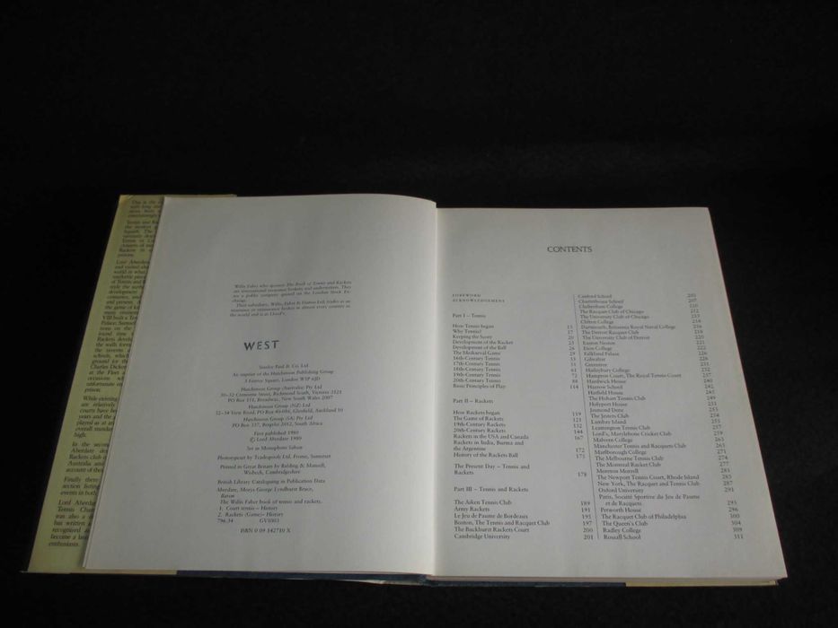 Livro The Willis Faber Book of Tennis & Rackets Lord Aberdare