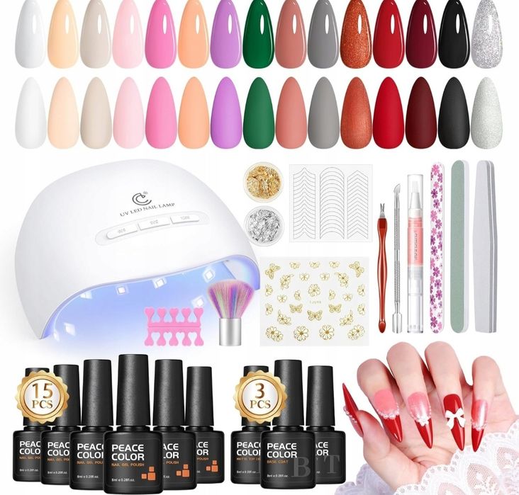 Zestaw do hybryd Startowy do paznokci Manicure lampa lakiery akcesoria