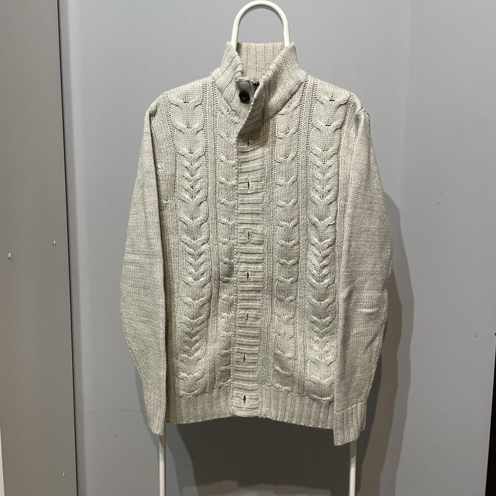 Angelo Litrico bezowy sweter pleciony kardigan zip pullover kremowy