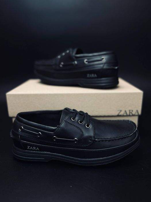 Кожаные мужские туфли Zara Man/лоферы черные много размеров/обувь Zara