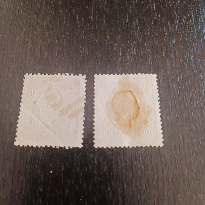 Selo D. Luis I 100 reis // 25 reis