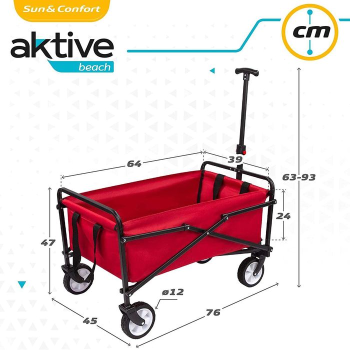 Carrinho de mão dobrável, cor vermelha