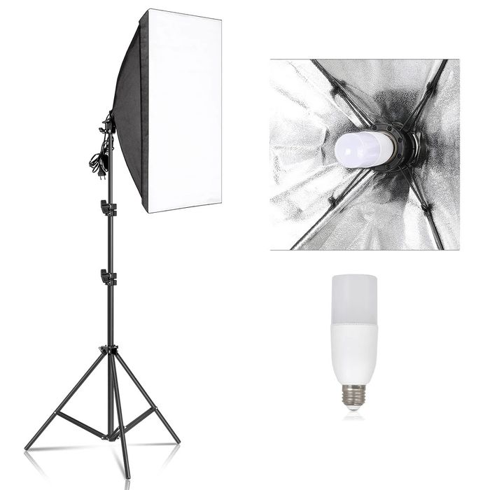 Kit estúdio fotografia led 80w com duas softbox e tripés