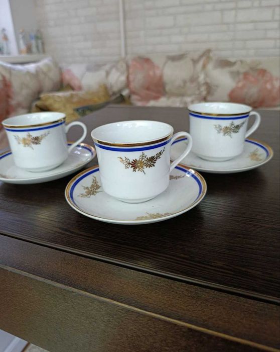 Чайная пара Чехословакия 60г фарфор посуда винтаж сервиз клеймо