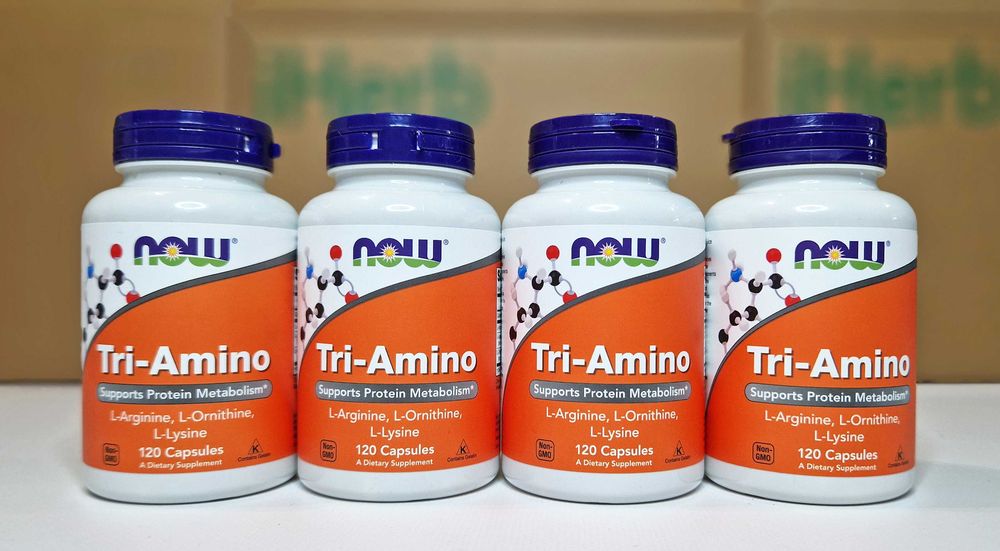 NOW Foods, Tri-Amino. Амінокислоти орнітин, аргінін, лізин. 120 капсул