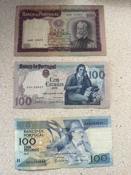 Notas escudo verdadeiras colecao