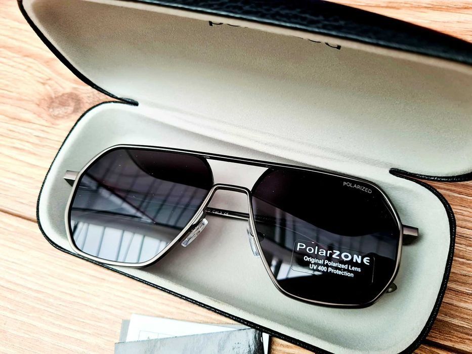 Nowe modne okulary przeciwsłoneczne męskie czarne PolarZONE - moda