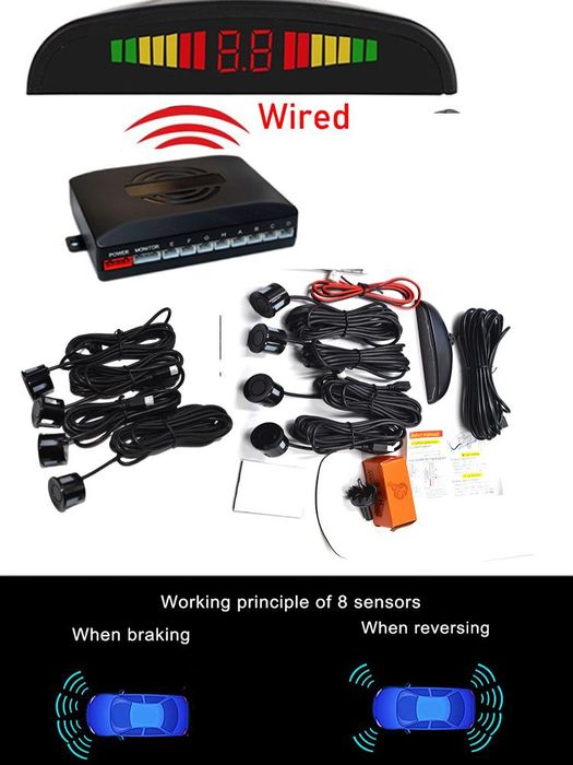 Kit 8 sensores estacionamento (traseiros e dianteiros) + Display NOVO