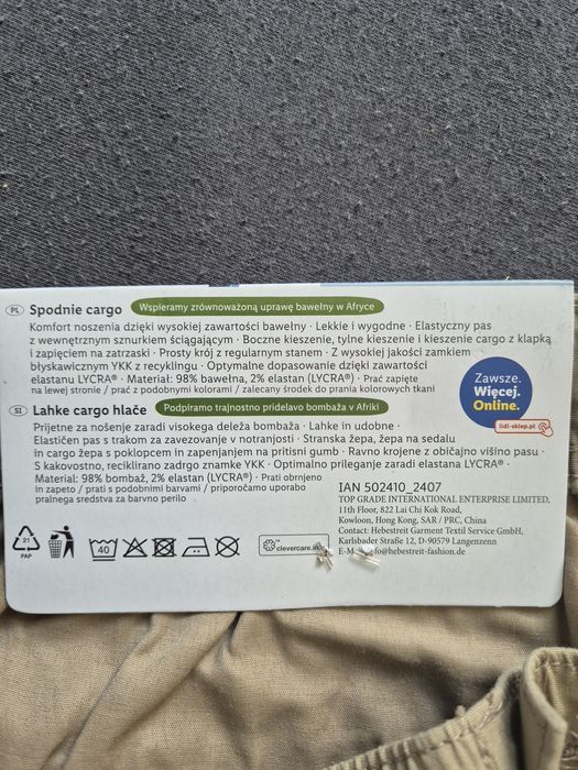 Livergy nowe spodnie cargo M 48/50