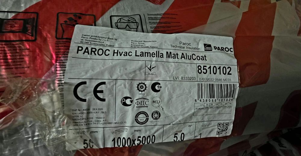 Wełna mineralna Alu Mat PAROC 50mm 5m² mata do ociepleń