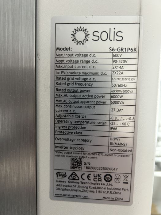 Inversor de rede Solis 6KW