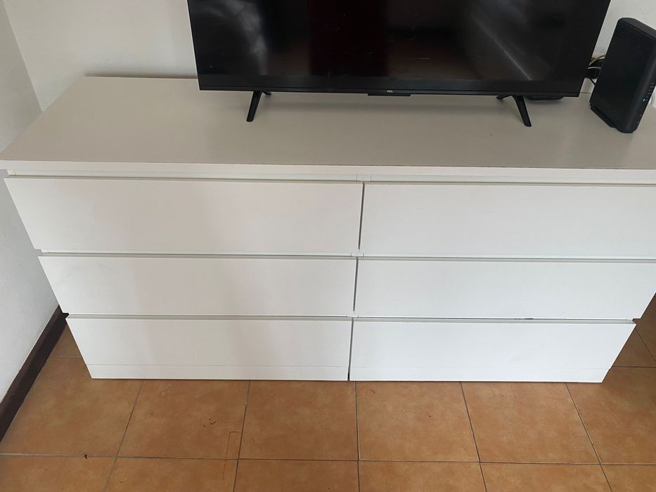 MALM Cómoda c/6 gavetas, branco, 160x78 cm