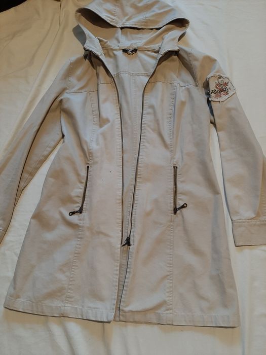 Płaszczyk płótno haft bezowy