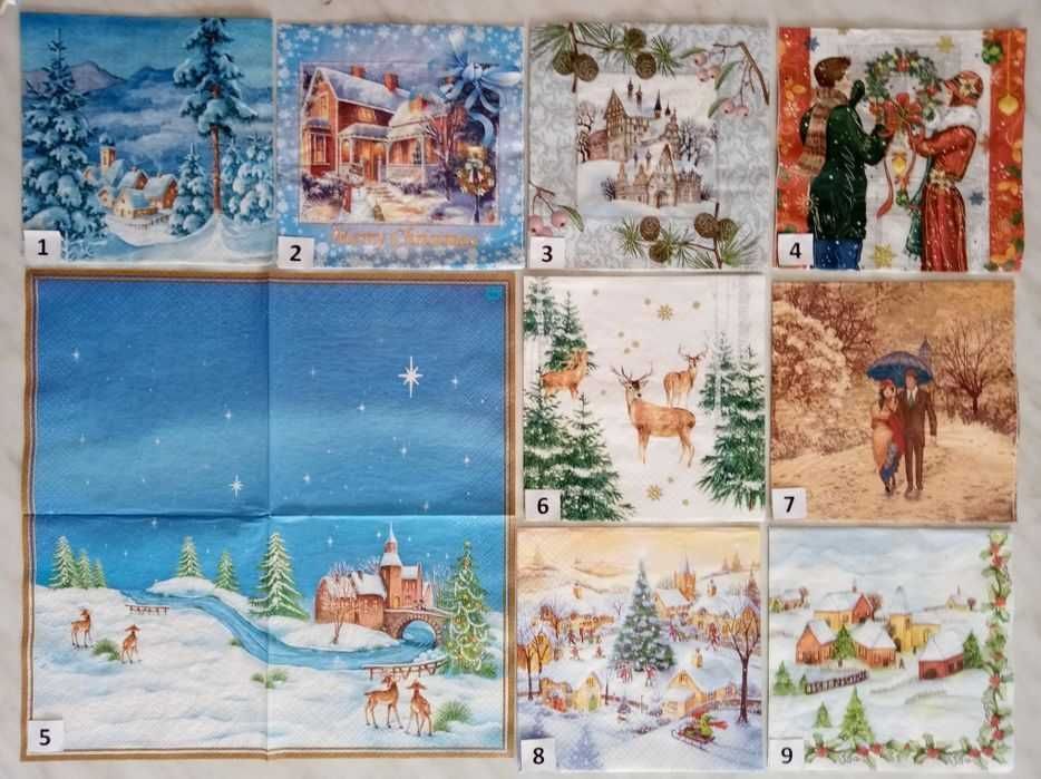 Serwetki decoupage świąteczne, zima, Boże Narodzenie, zestaw E