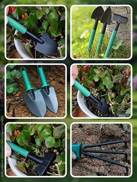 Садовый набор для огорода 10в1 секатор, ножницы, лопатка, грабли