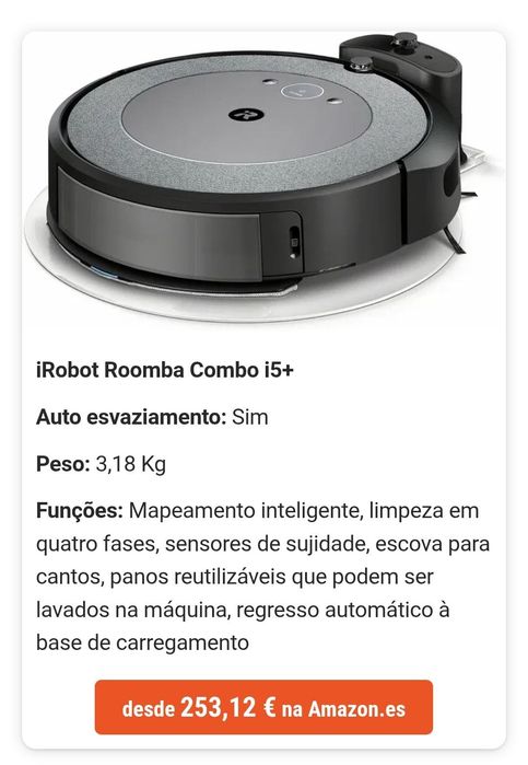 Aspirador Robô IROBOT Roomba I5 Cinza Texturizado