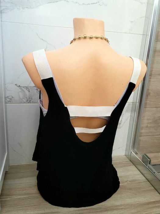 Czarny crop top bluzka S na lato pull&bear czarny croptop