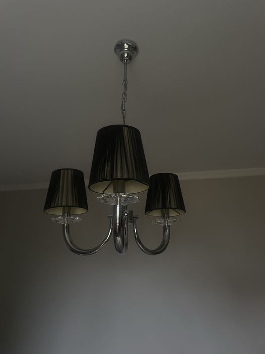 Żyrandol glamour, czarny z kryształami