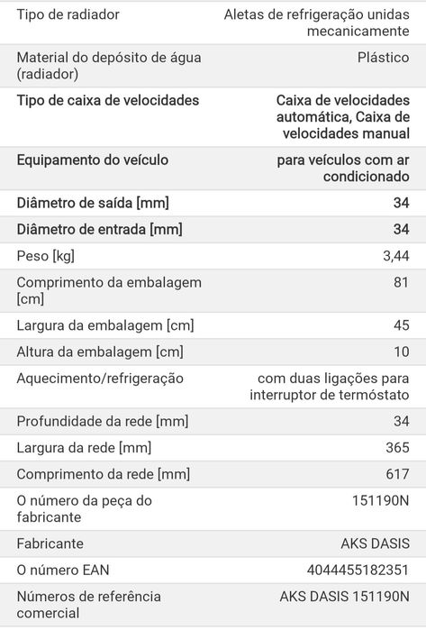 Radiador Opel Calibra e Vectra NOVO