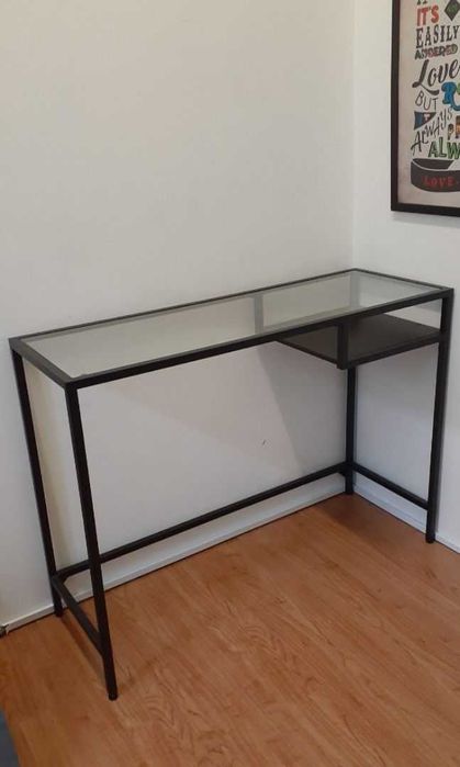 Toaletka konsola szkło hartowane z półką 100 dł, 36 szer, 74 wys.