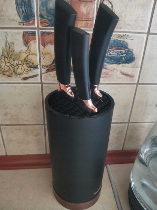 7w1 Zestaw Ostre Noże Kuchenne Stojak Blok Na Noże Stal Nierdzewna