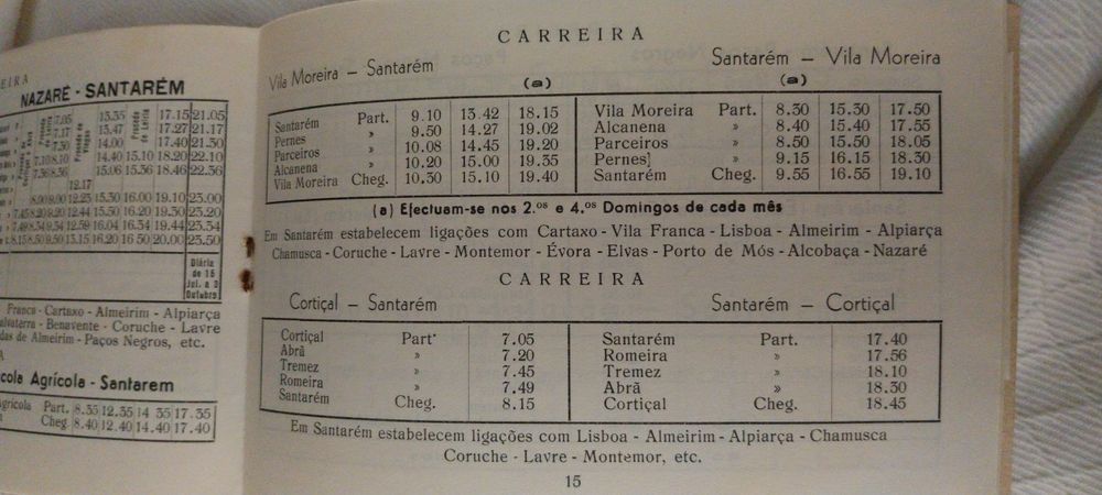 Horário  geral de camionagem Ribatejana de 1956