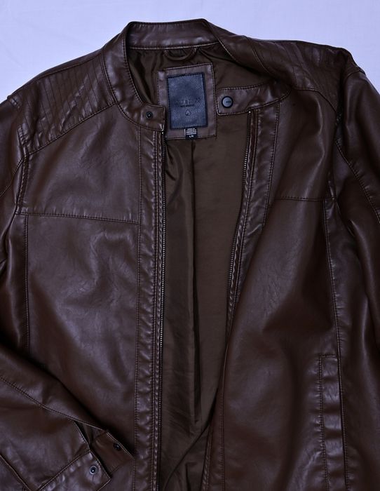 Męska brązowa kurtka z ekoskóry