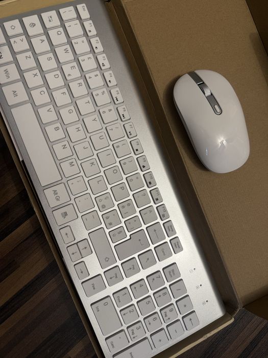 Srebrno-biały zestaw Klawiatura + Mysz Cimetech 2,4Ghz włoska