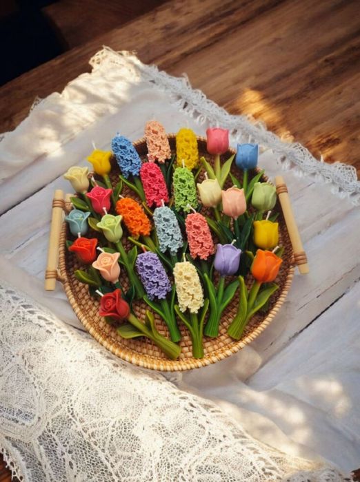 Свічка квітка, весняна свічка, у формі квітки, тюльпан, гіацинт