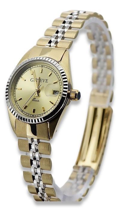 Złoty zegarek damski 14k bransoletą Geneve lw020ywdy&lbw010y Poznań