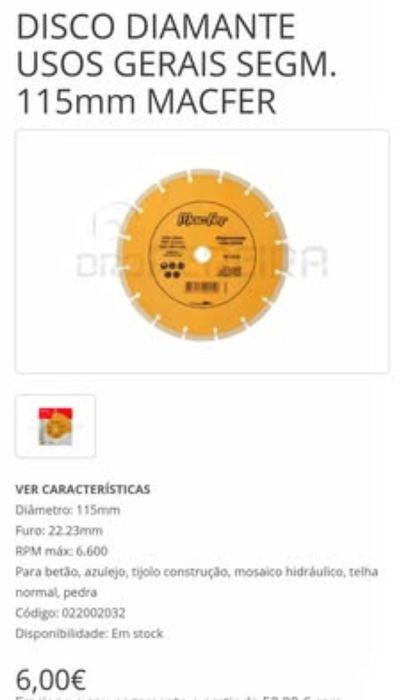 Disco diamante 115 mm