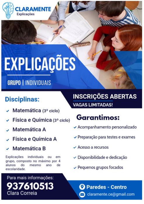 Explicações de Matemática e Física e Química