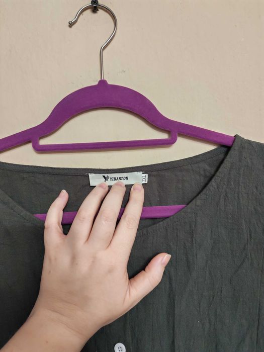 Koszula khaki z okrągłym dekoltem 44 (2XL) Yidarton