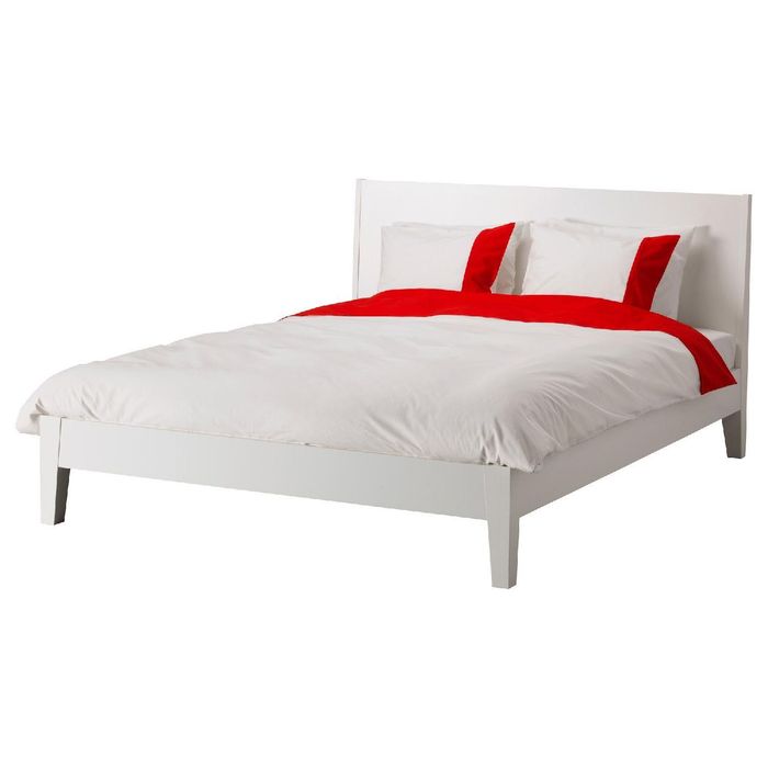 Cama Casal IKEA em branco, Nordli 160x200 cm com estrados