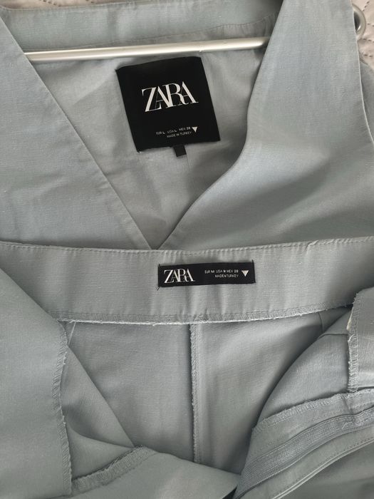 Костюм Zara льон котон брюки палаццо жилетка S