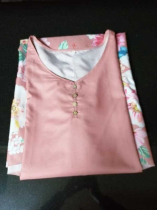 Vestido verão, estampado floral, rosa velho, 3XL