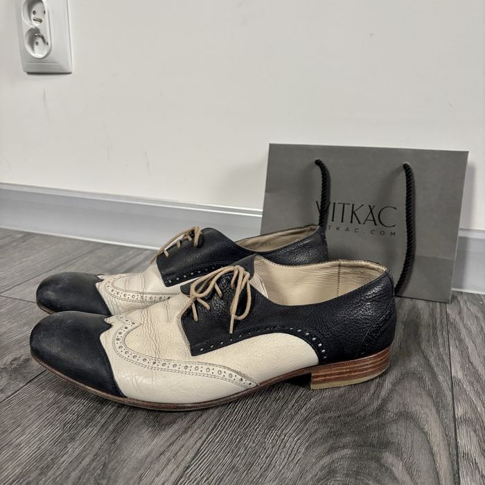 Buty męskie 42 lakierki eleganckie elite skórzane kremowe granatowe