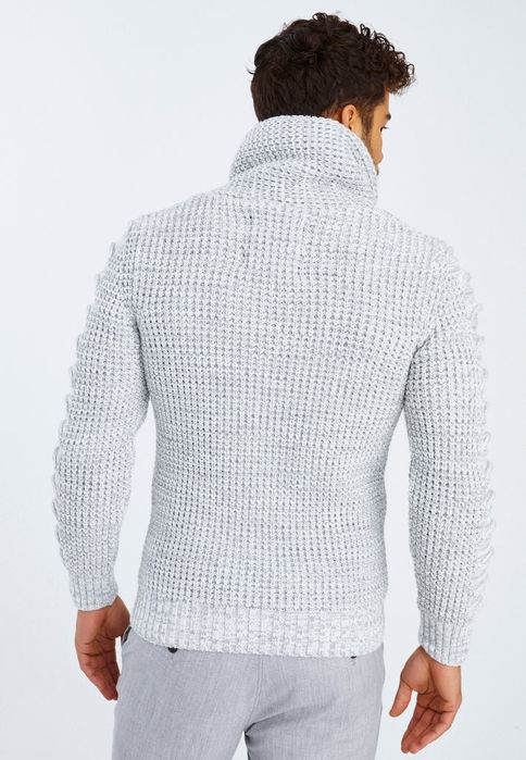 Modny szary męski sweter z dzianiny XXL