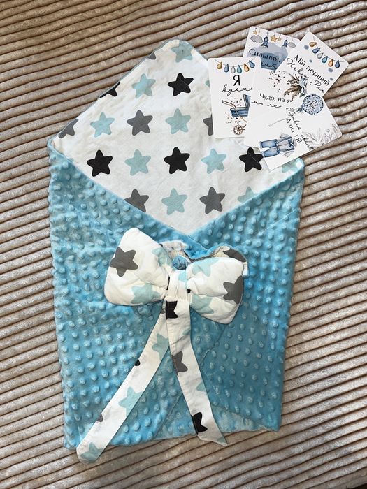 Конверт-плед з бантом на виписку + подарунок