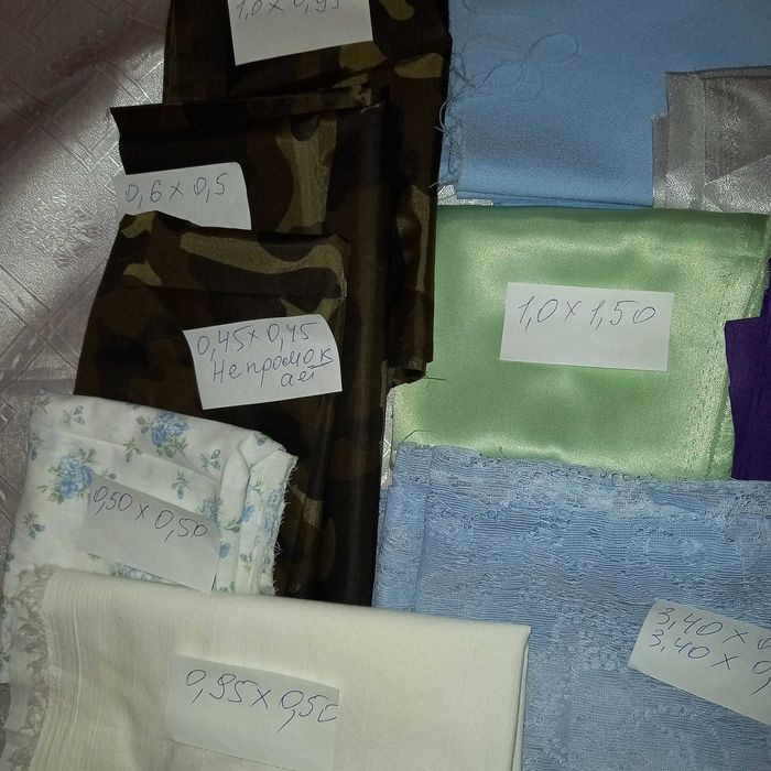 Ткань небольшие остатки  цена за все  125гр.