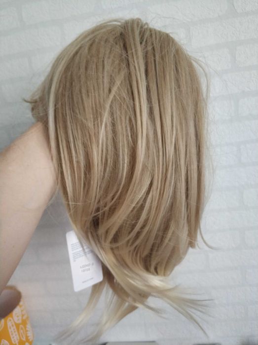 Peruka Jasny Blond włosy krótkie damskie 1 1 Nowe włosy z grzywką